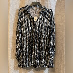 Free People Plaid Patterned Top